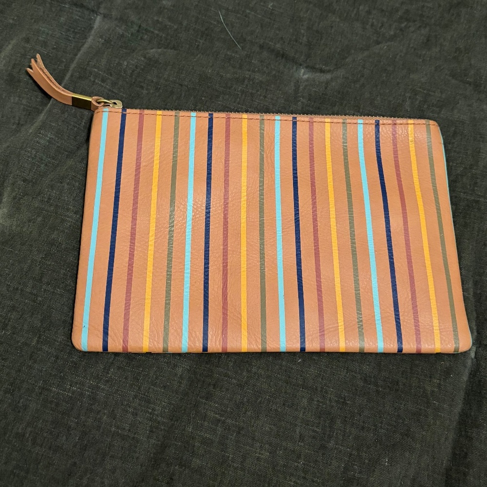 Striped Leather Pouch/Wallet/Clutch